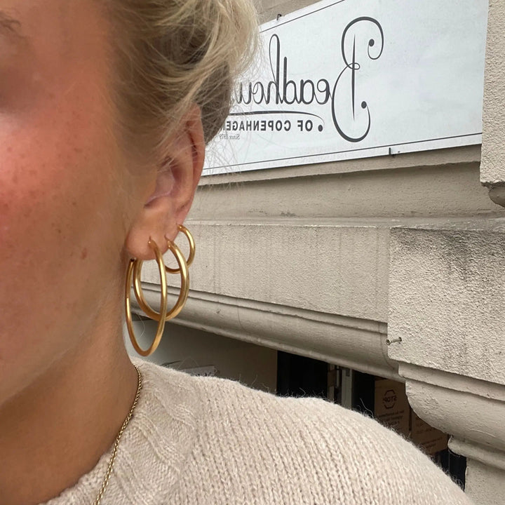 Øreringe, hoops, 18mm, sterlingsølv og forgyldt sterlingsølv BLT