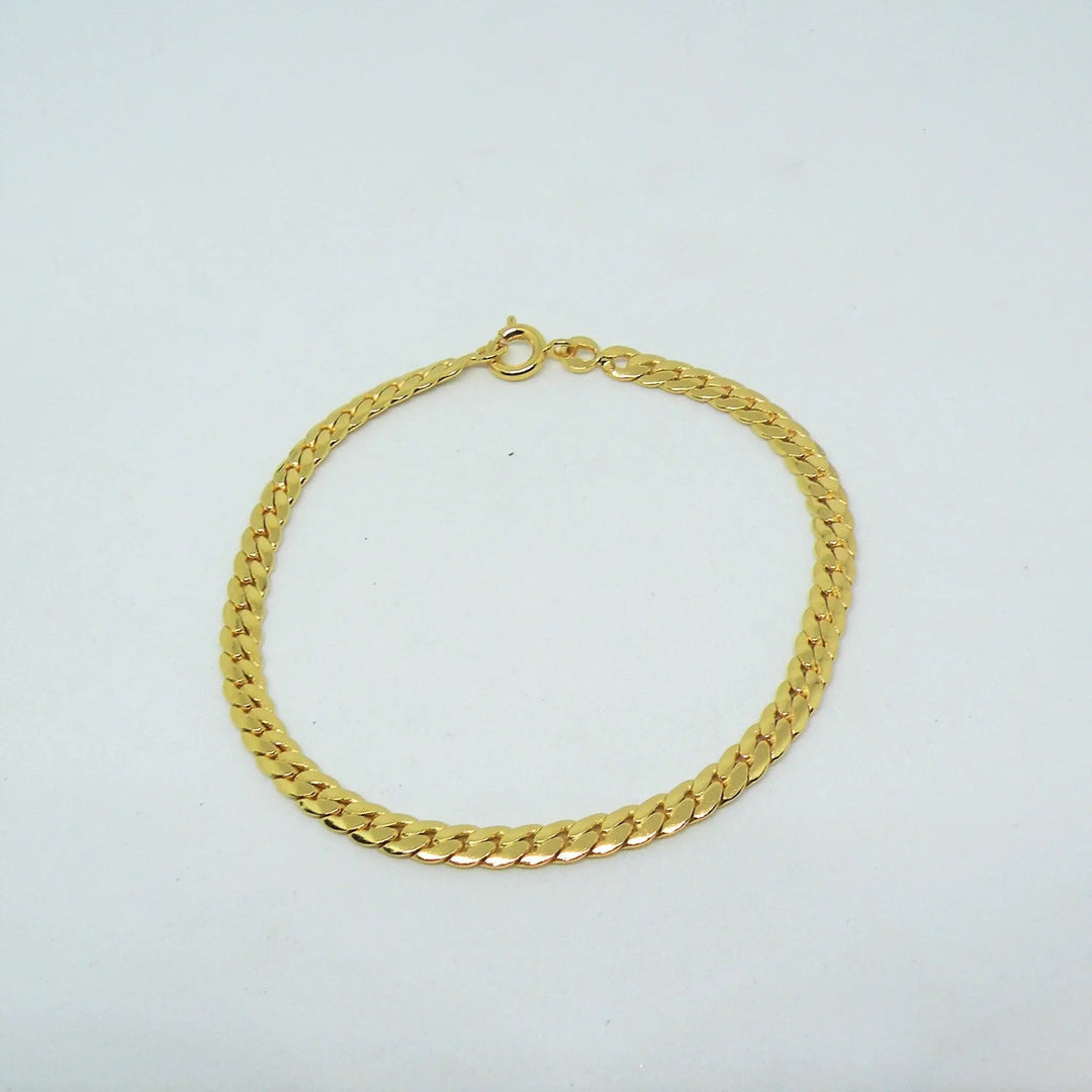 Armbånd, sildebens kæde, sterlingsølv og forgyldt, 16-19 cm/3,5 mm Spain