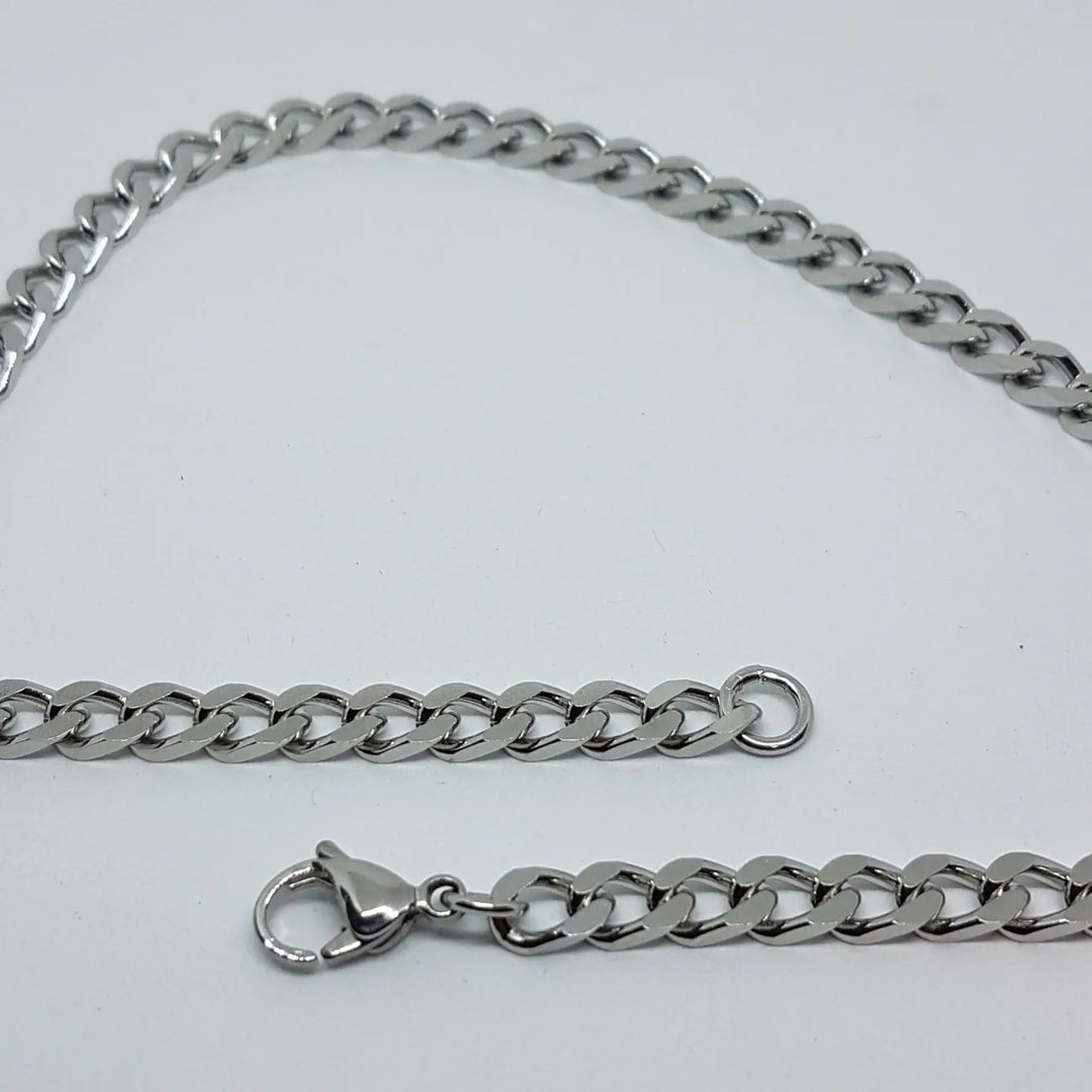 Halskæde, chunky panser facet kæde, stål, 40-60 cm/5,5 mm BLT