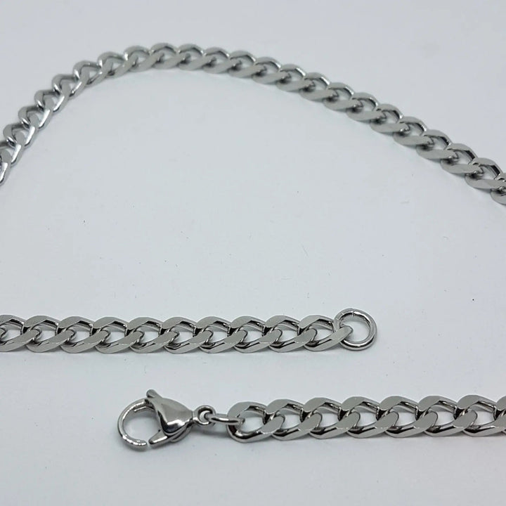 Halskæde, chunky panser facet kæde, stål, 40-60 cm/5,5 mm BLT