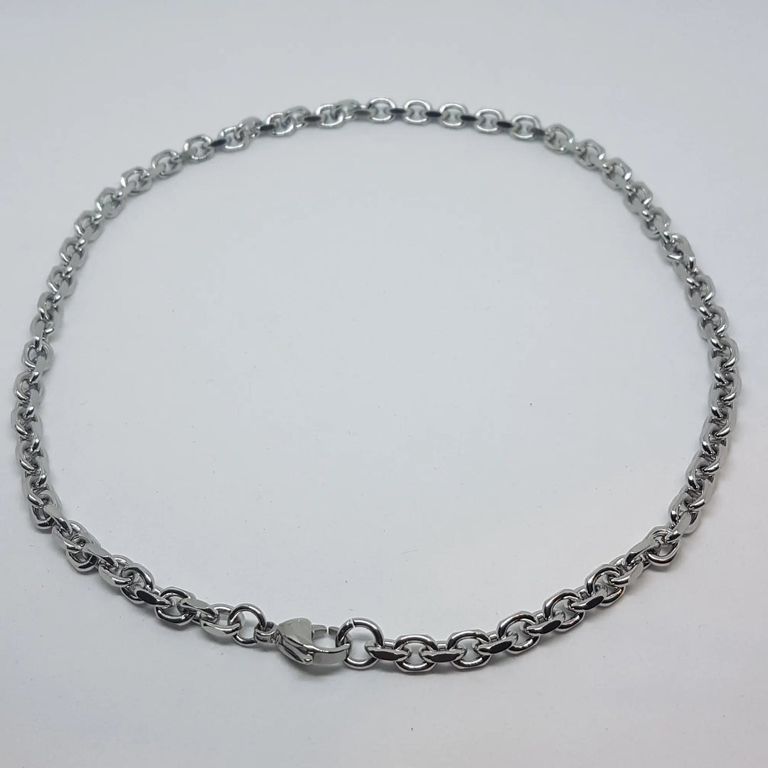 Halskæde, anker facet kæde, stål, 40-60 cm/5 mm BLT