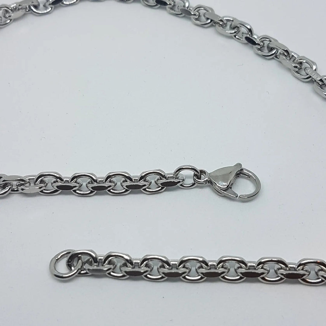 Halskæde, anker facet kæde, stål, 40-60 cm/5 mm BLT