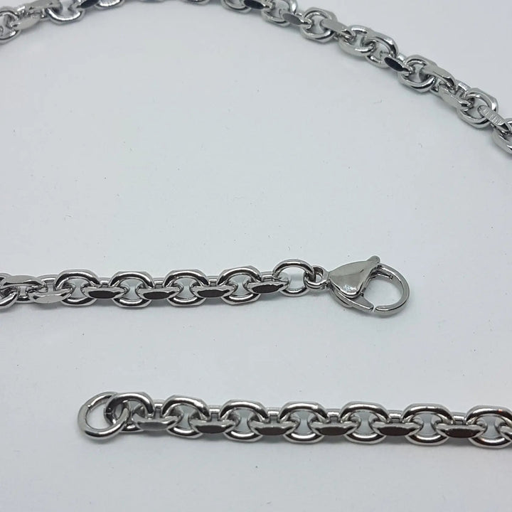 Halskæde, anker facet kæde, stål, 40-60 cm/5 mm BLT