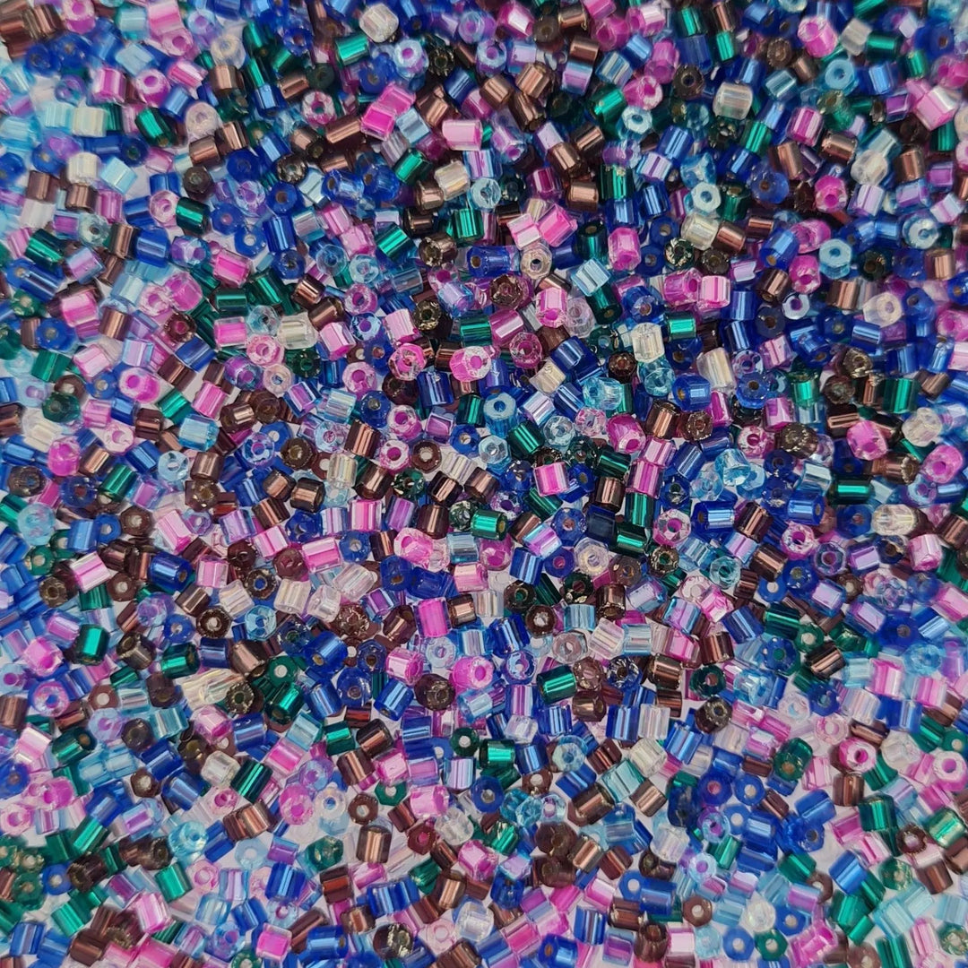 Blandede glasperler, rørperler, mermaid scales mix Preciosa BOC