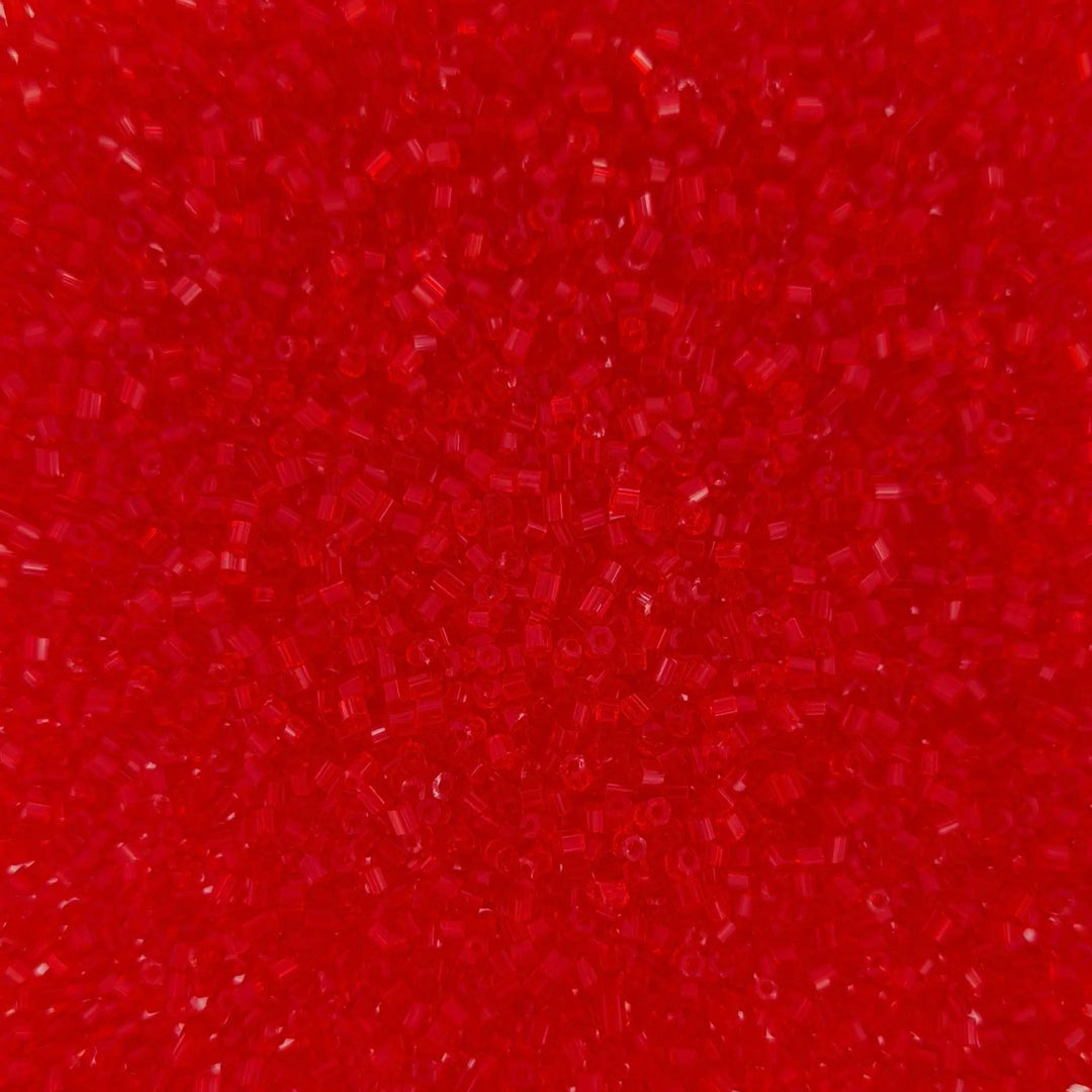 Røde glasperler, preciosa cut bugles, transparent red 1,6 mm Preciosa BOC