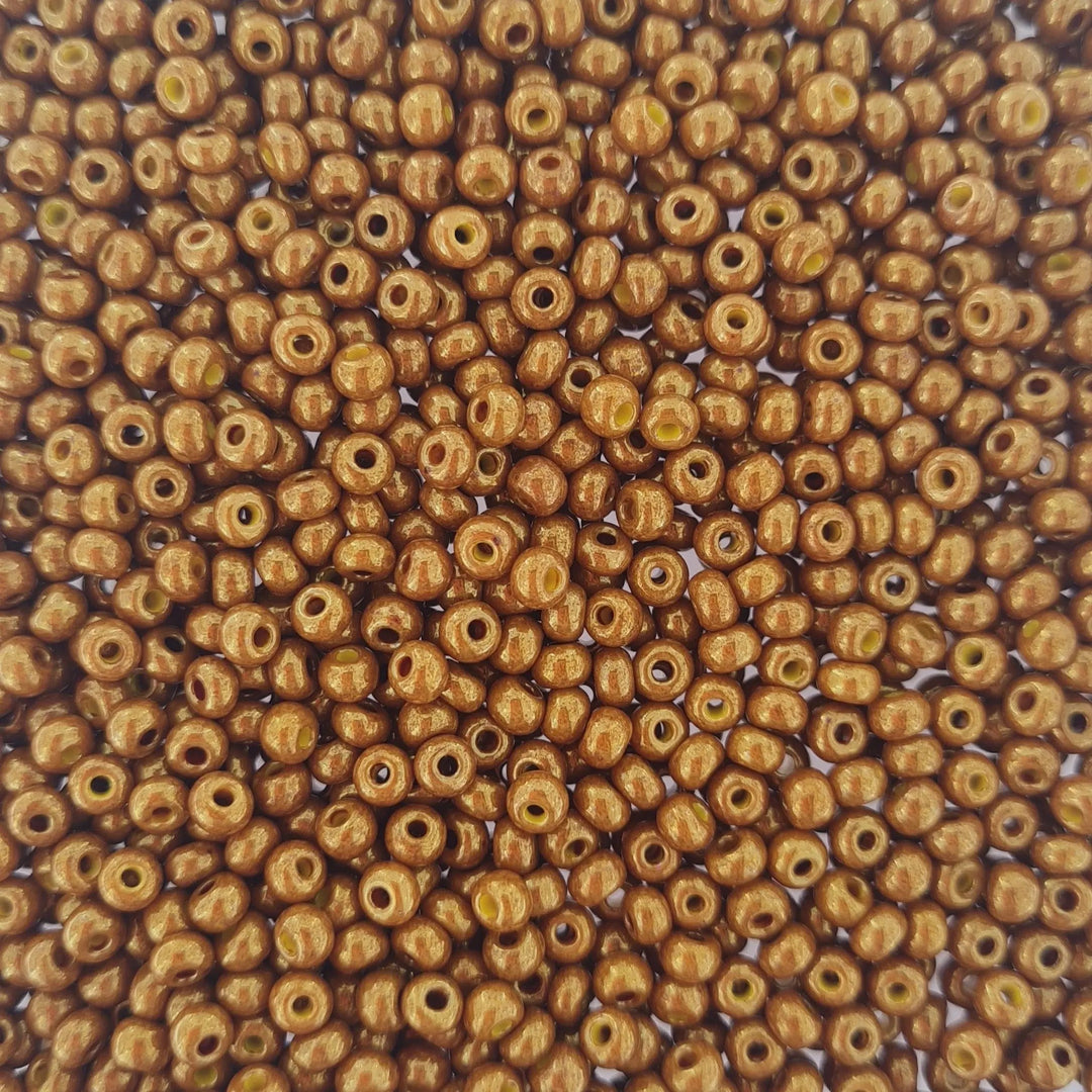 Guld glasperler, preciosa, shiny coated dark gold Preciosa