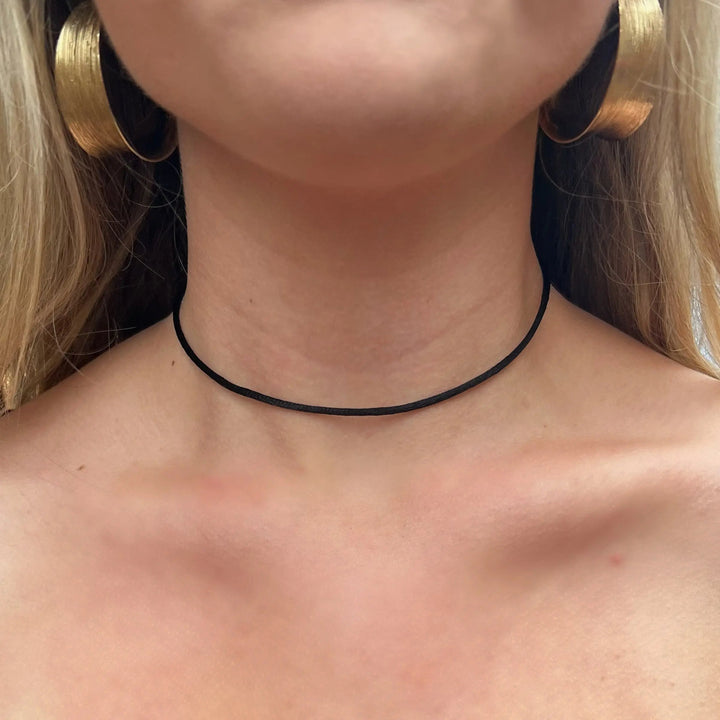 Halskæde, satinsnor med kædeforlænger, forgyldt messing Beadhouse of Copenhagen