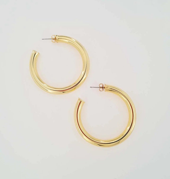 Øreringe chunky hoops, forsølvet og forgyldt messing, 48 x 6 mm Greece
