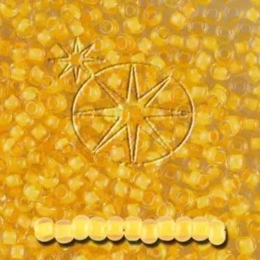 Gule glasperler, preciosa, colour lined yellow transparent crystal, storkøb Preciosa