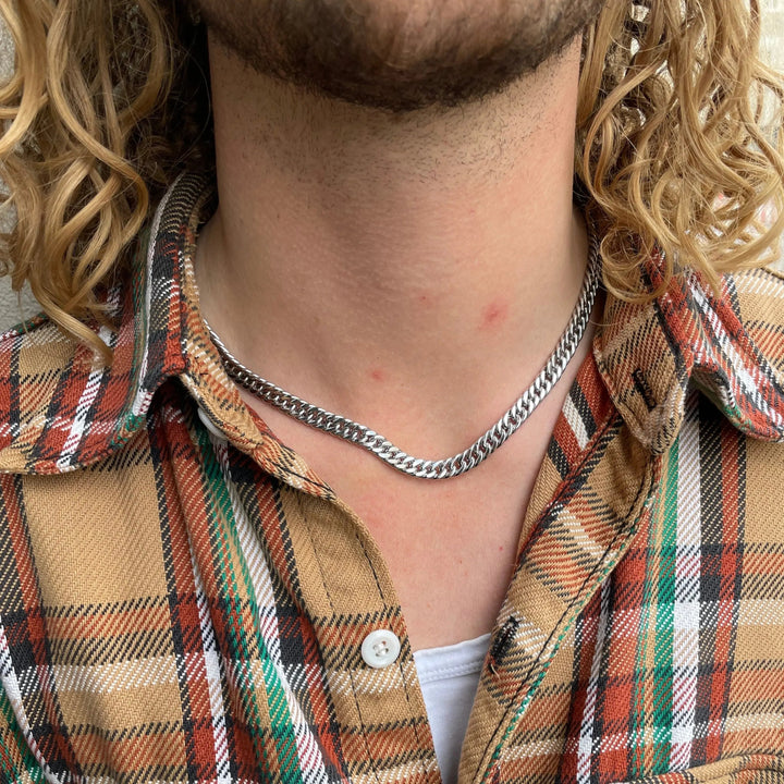 Halskæde, cuban kæde, sterlingsølv, 40-50 cm/7,8 mm OK Silver