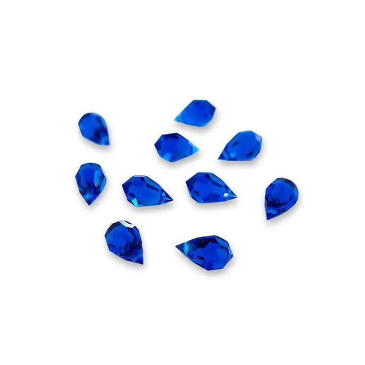 Blå glasperler, preciosa crystal drops, capri blue, 6 x 10 mm Beadhouse of Copenhagen