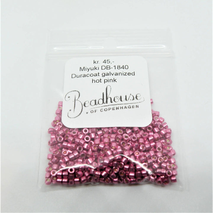 Lyserøde glasperler, miyuki delica beads, duracoat galvanized hot pink Krea