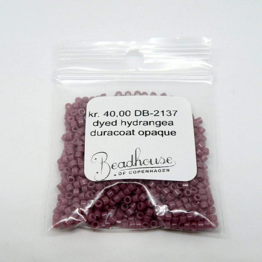 Lyserøde glasperler, miyuki delica beads, duracoat opaque dyed hydrangea Krea