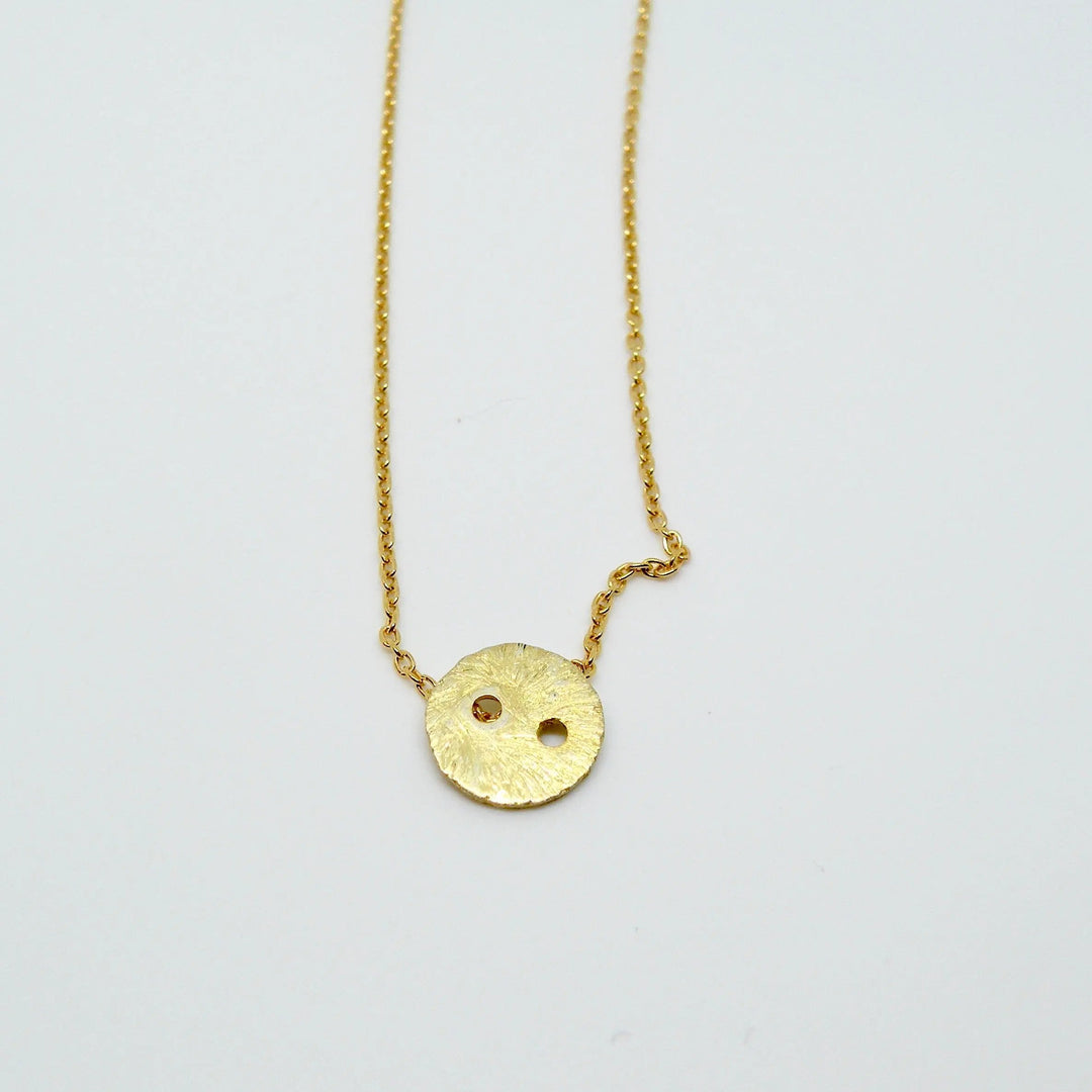 Lås, børstet guldknap, forgyldt sterlingsølv vfs01 Beadhouse of Copenhagen