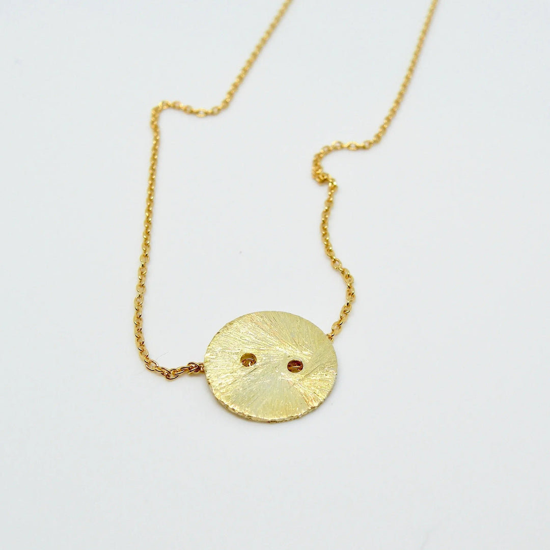 Lås, børstet guldknap, forgyldt sterlingsølv vfs01 Beadhouse of Copenhagen