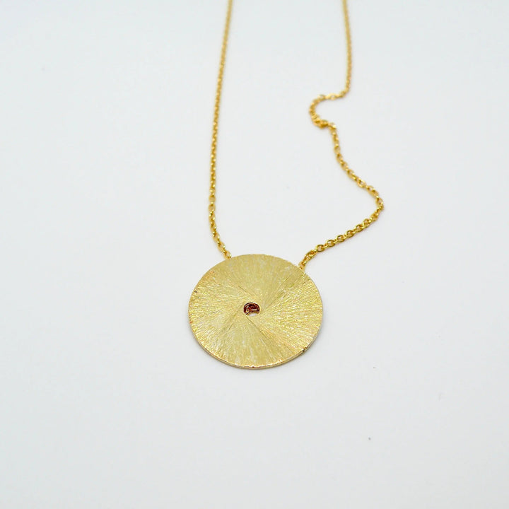 Lås, cirkel med børstet overflade, forgyldt sterlingsølv vfs16/17 Beadhouse of Copenhagen