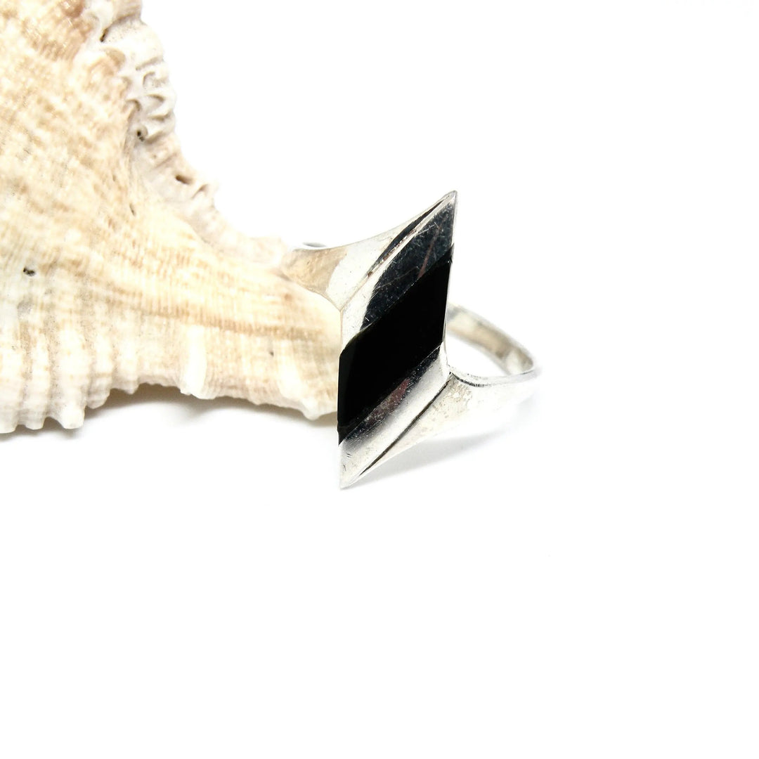 Fingerring harlekin med onyx og turkis i sterlingsølv Beadhouse of Copenhagen