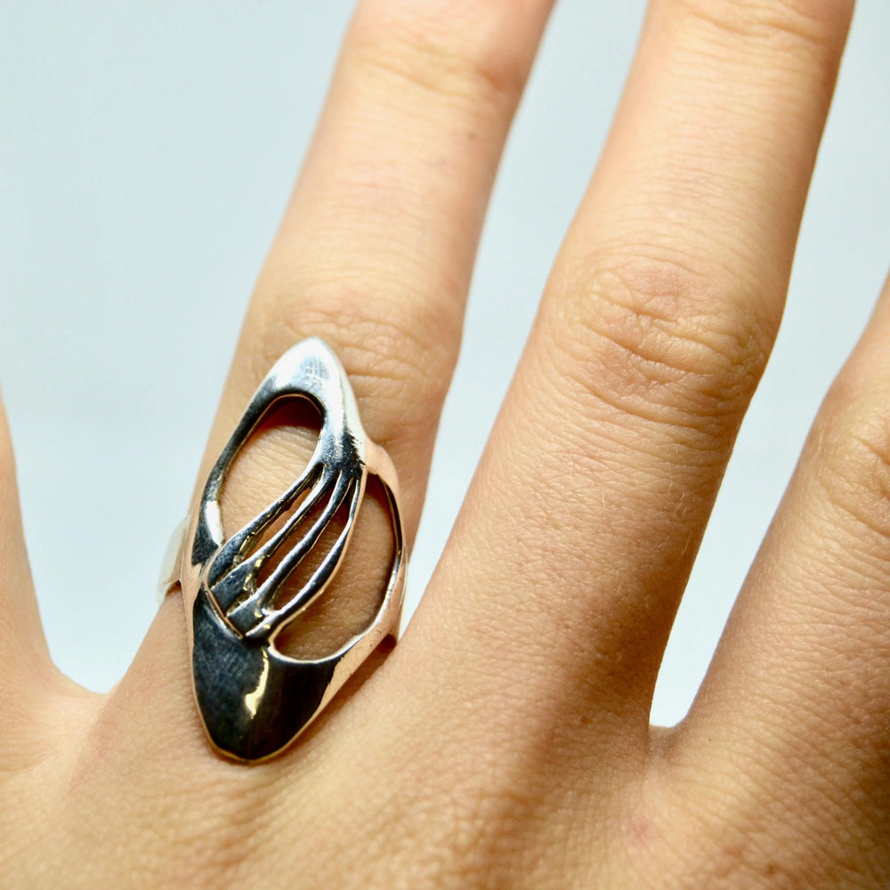 Fingerring, modernistisk med lameller, forgyldt og sterlingsølv Beadhouse of Copenhagen