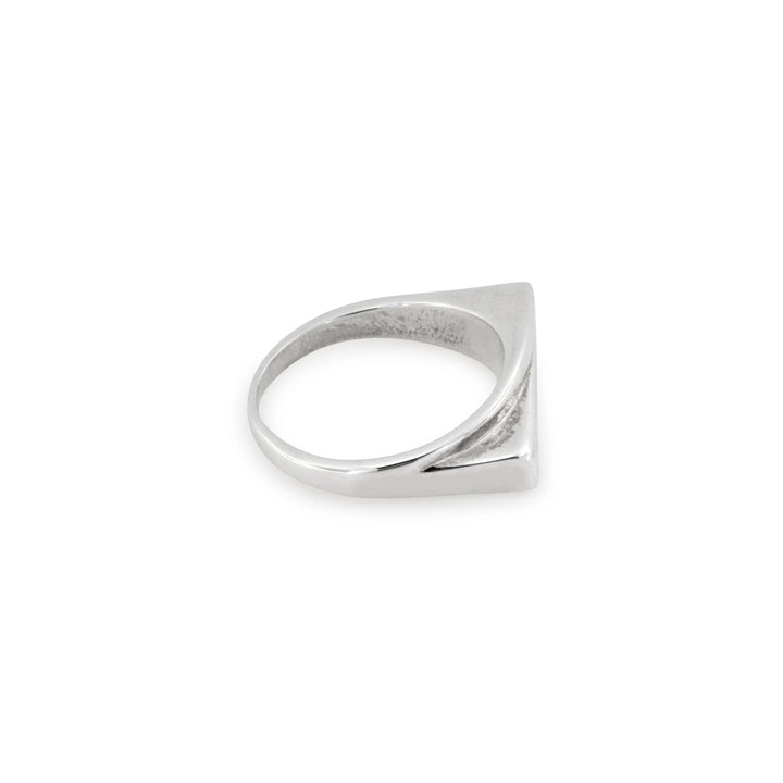 Fingerring, skæv signetring i sterlingsølv og forgyldt sterlingsølv OK Silver