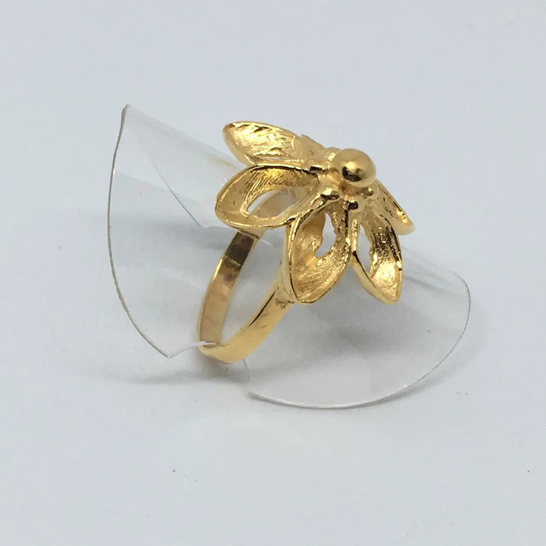 Fingerring, moderne blomst, forgyldt og sterlingsølv Beadhouse of Copenhagen