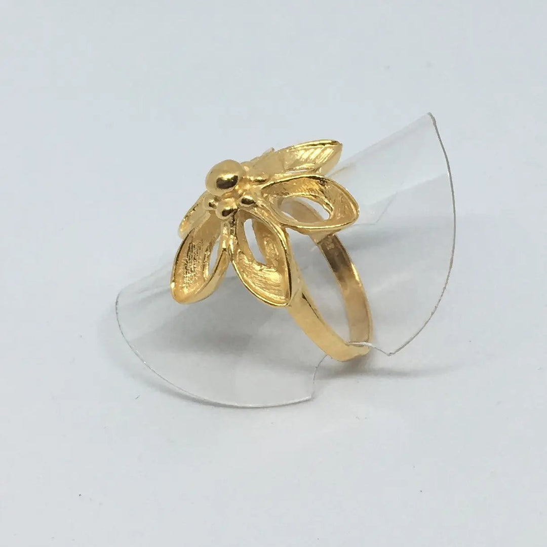 Fingerring, moderne blomst, forgyldt og sterlingsølv Beadhouse of Copenhagen