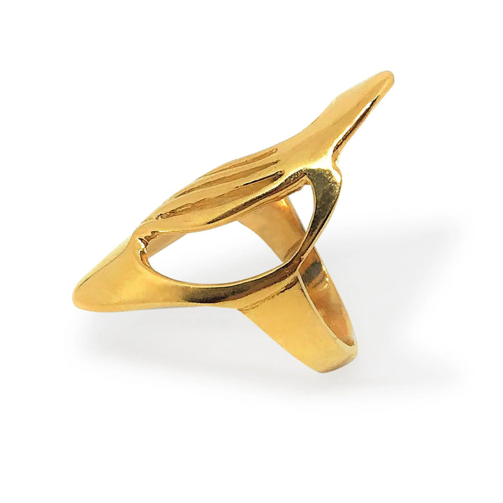 Fingerring, modernistisk med lameller, forgyldt og sterlingsølv Beadhouse of Copenhagen