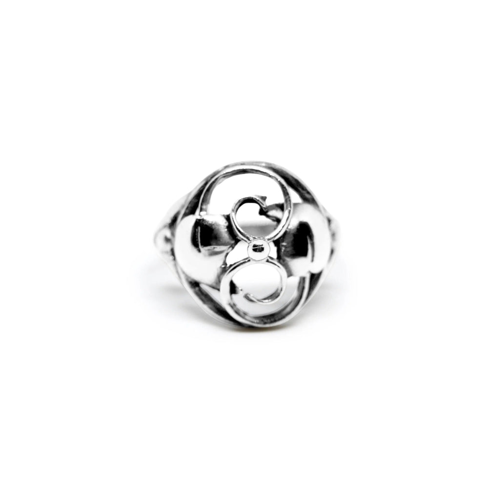 Fingerring, skønvirke med blade og snirkler, sterlingsølv og forgyldt Beadhouse of Copenhagen