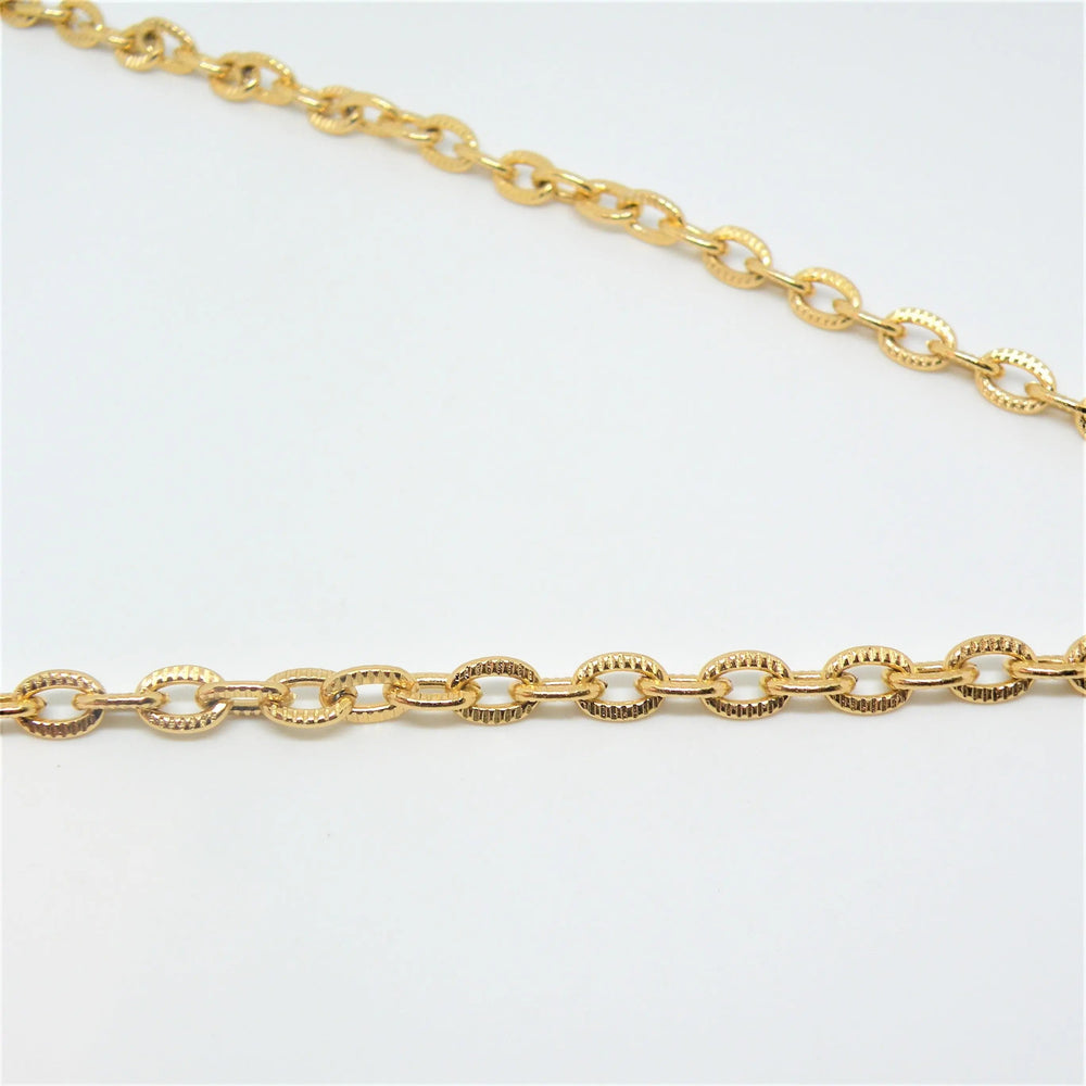 Meterkæde, rillet flad anker kæde, forgyldt aluminium, 5,5 mm Beadhouse of Copenhagen