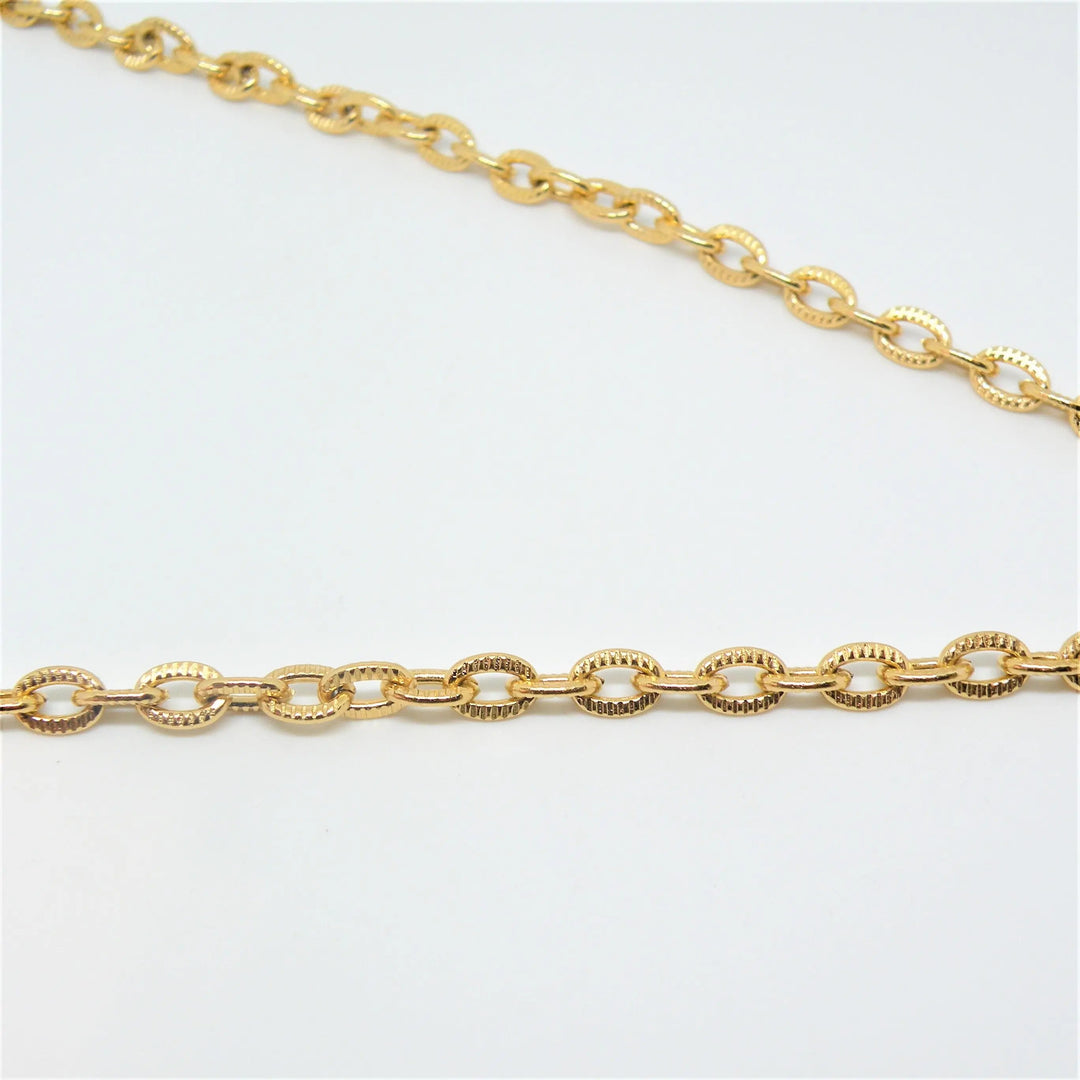 Meterkæde, rillet flad anker kæde, forgyldt aluminium, 5,5 mm Beadhouse of Copenhagen