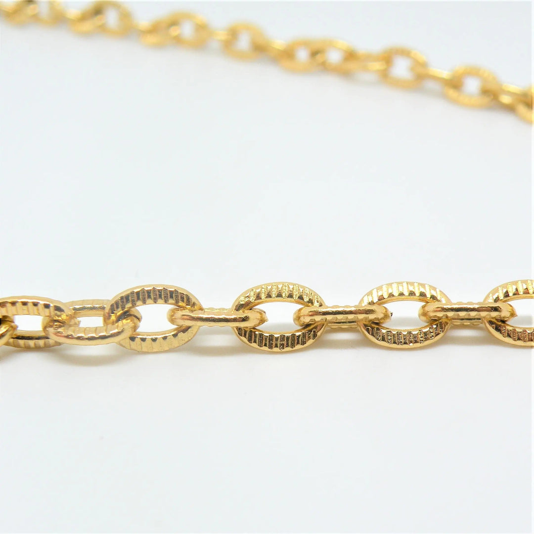 Meterkæde, rillet flad anker kæde, forgyldt aluminium, 5,5 mm Beadhouse of Copenhagen