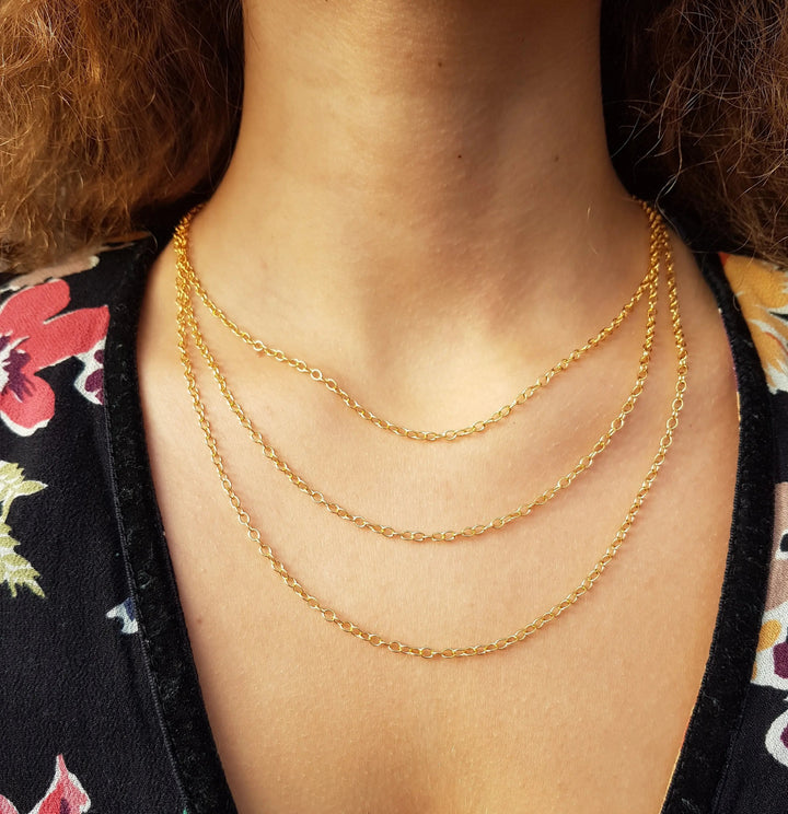 Halskæde, rund anker kæde, forgyldt sterlingsølv, 40-55 cm/2,6 mm Silveks