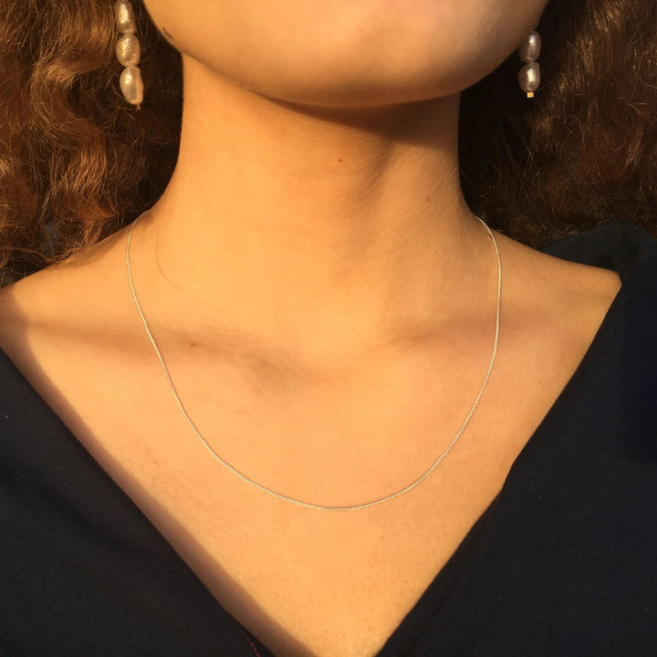 Halskæde, panser facet, forgyldt og sterlingsølv, 40-55cm/1,05m Silveks