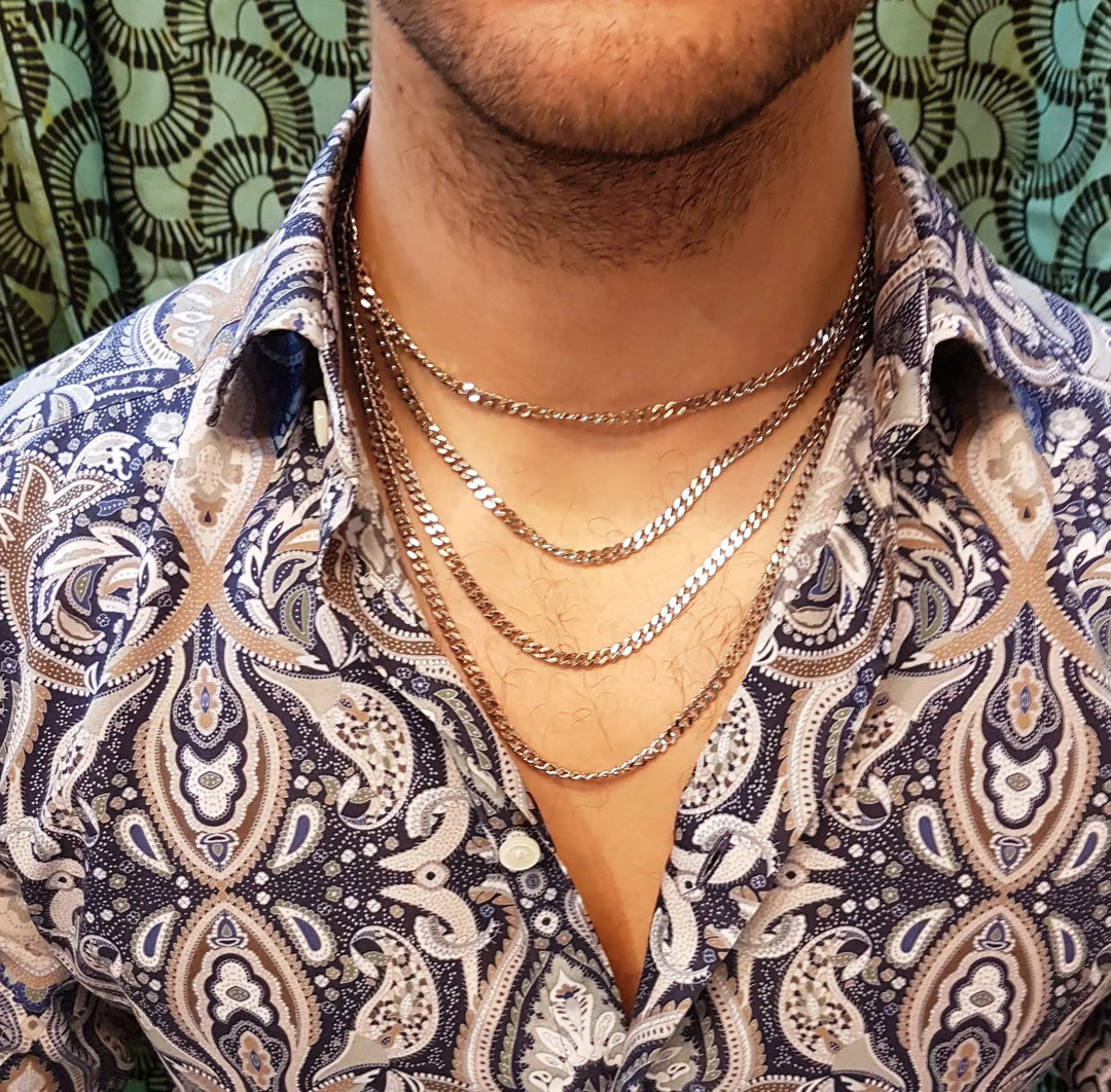 Halskæde, panser facet kæde, stål, 40-60 cm/4 mm BLT