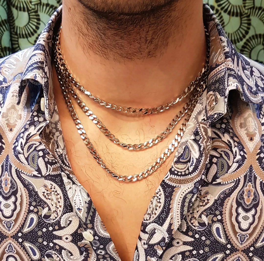 Halskæde, chunky panser facet kæde, stål, 40-60 cm/5,5 mm BLT