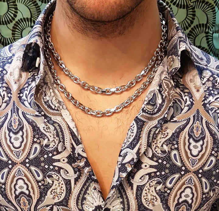 Halskæde, anker facet kæde, stål, 40-60 cm/8 mm BLT