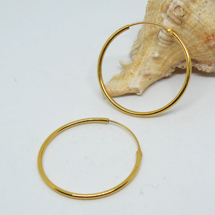 Øreringe, hoops, 30mm, sterlingsølv og forgyldt sterlingsølv BLT