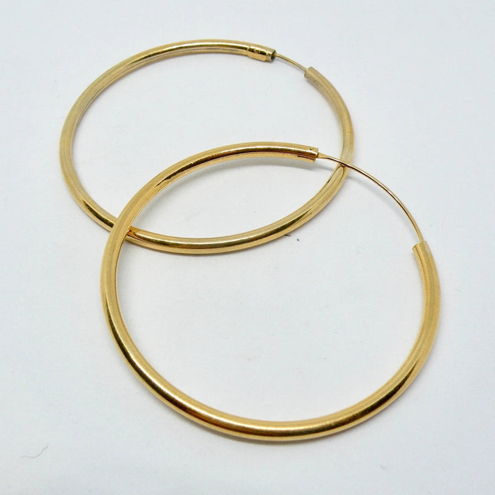 Øreringe, hoops, 60mm, sterlingsølv og forgyldt sterlingsølv BLT