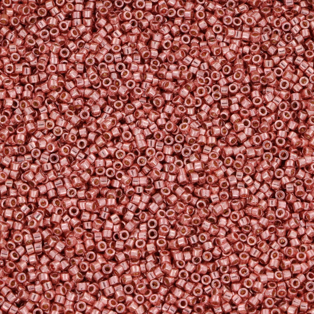 Metalliske glasperler, miyuki delica beads, duracoat galvanized rose gold Krea