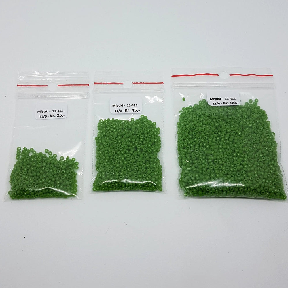 Grønne glasperler, miyuki rocailles seed beads, opaque green Krea