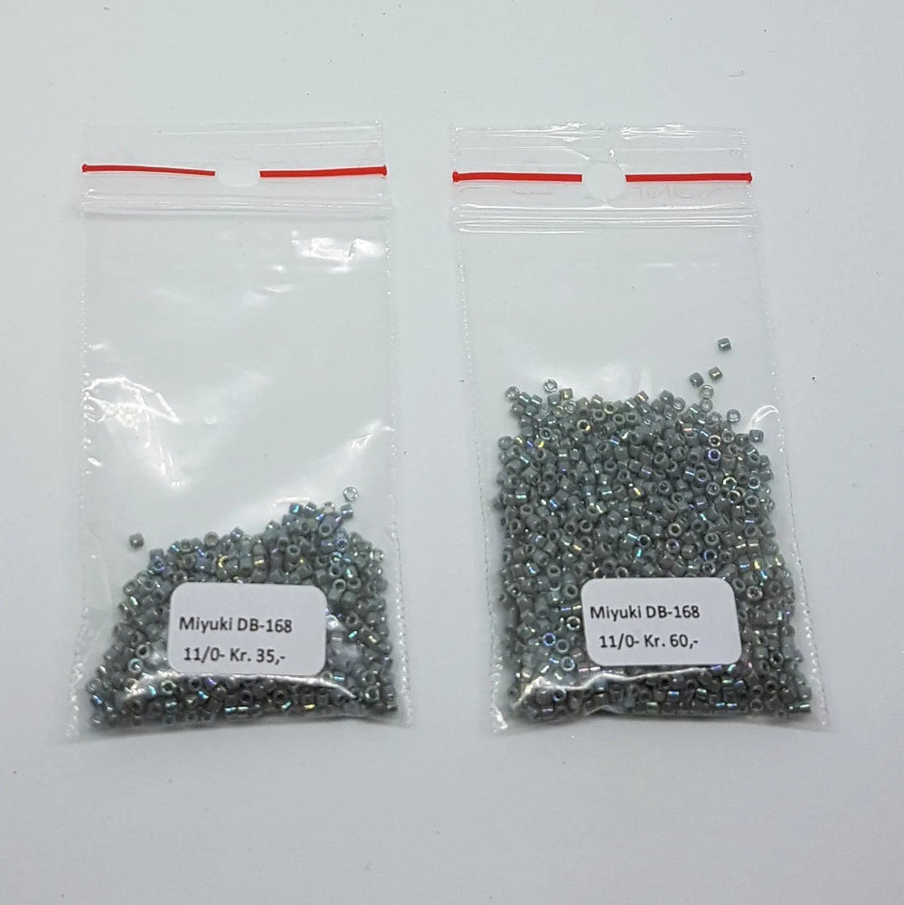 Grå glasperler, miyuki delica beads, opaque ab grey Krea