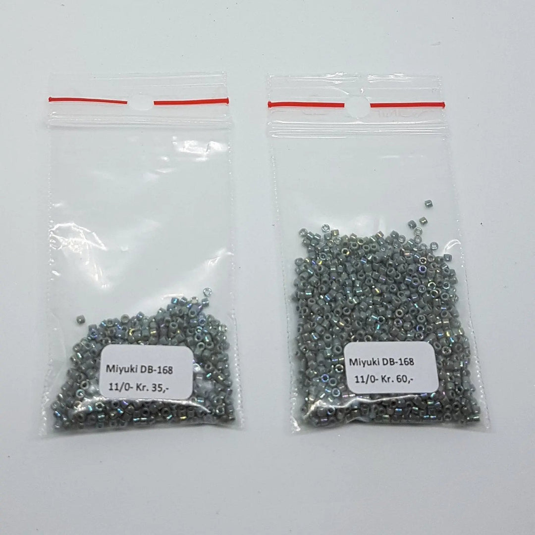 Grå glasperler, miyuki delica beads, opaque ab grey Krea