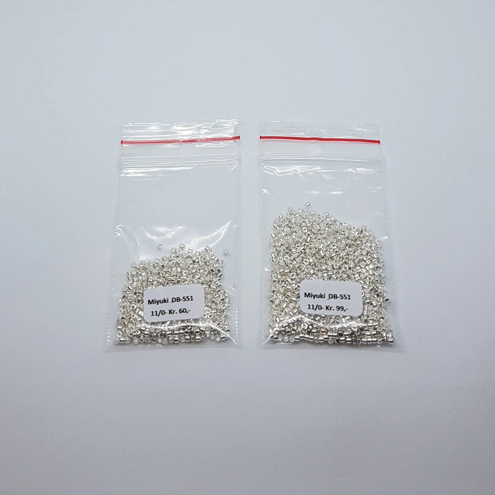 Sølv glasperler, miyuki delica beads, bright sterlingsilver plated Krea