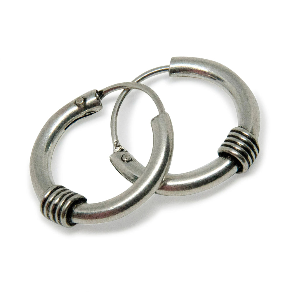 Øreringe, hoops med 1x5 vikling, sterlingsølv, 15-20mm Beadhouse of Copenhagen