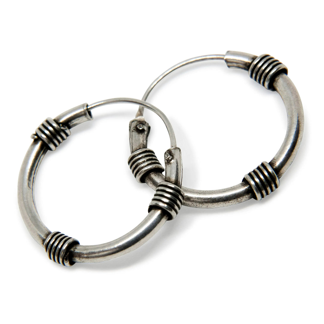 Øreringe, hoops med 3x4 viklinger, sterlingsølv Beadhouse of Copenhagen