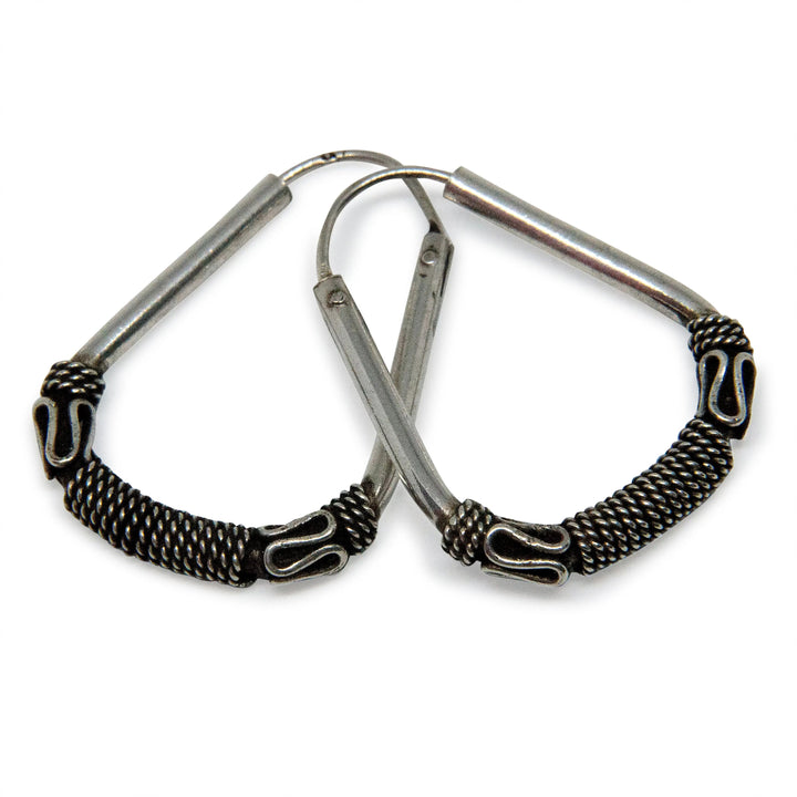 Øreringe, hoops trapez, sterlingsølv Beadhouse of Copenhagen