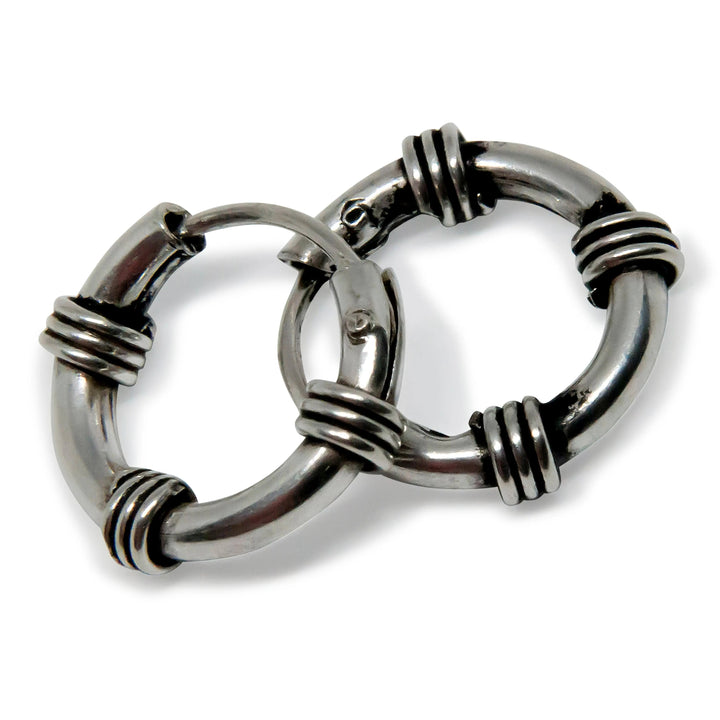 Øreringe, hoops med 3x3 viklinger, sterlingsølv Beadhouse of Copenhagen