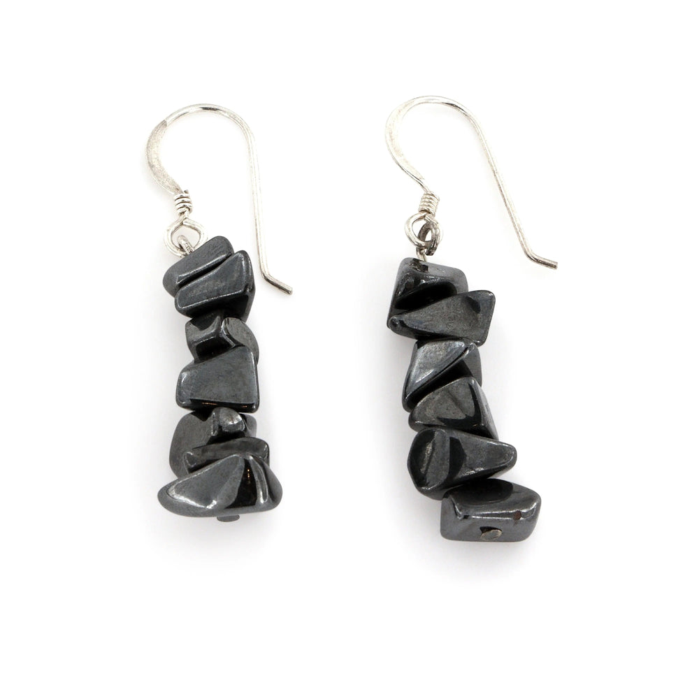 Øreringe, ørekrog blodsten chips, sterlingsølv Beadhouse of Copenhagen