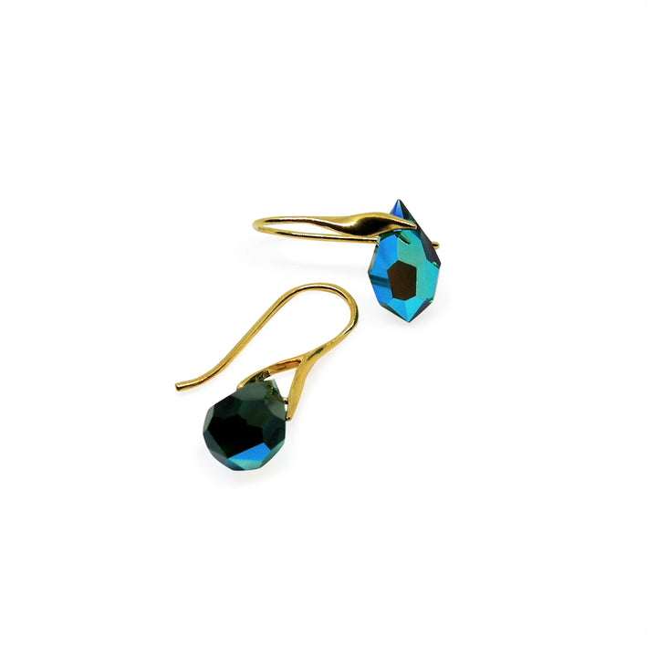 Øreringe med emerald ab crystal drops i forgyldt og sterlingsølv Beadhouse of Copenhagen