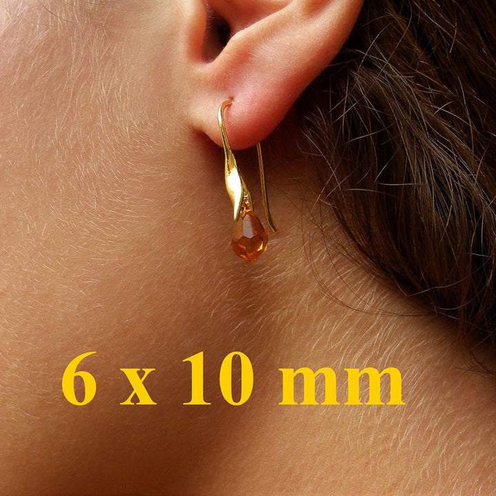 Øreringe med siam ruby crystal drops, sterlingsølv og forgyldt sølv Beadhouse of Copenhagen