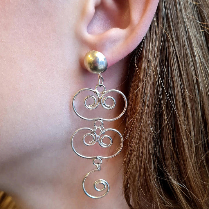 Øreringe, ørestikkere statement snirkler, forsølvet messing Beadhouse of Copenhagen